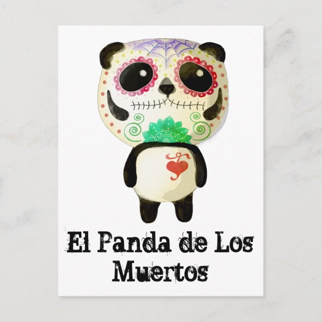Postal Panda del Día de los Muertos (Anverso)