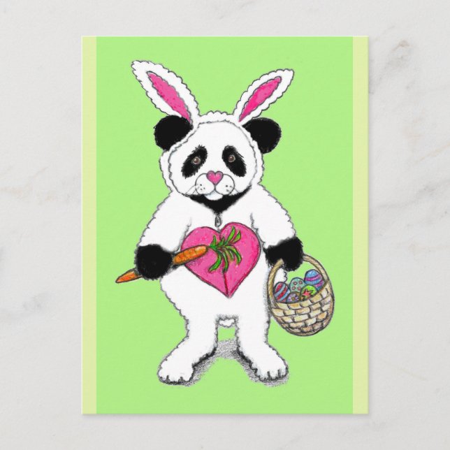 Postal Panda Easter Bunny Drawing (Anverso)