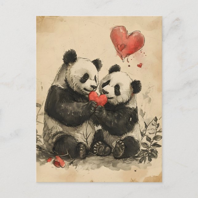 Postal Panda El día de San Valentín (Anverso)
