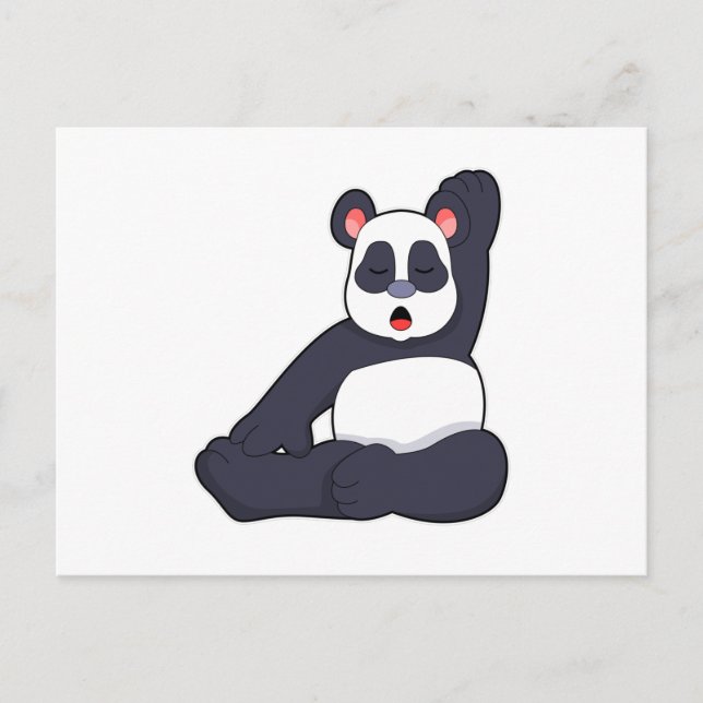 Postal Panda en ejercicios de estiramiento de yoga (Anverso)