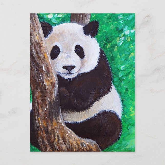 Postal Panda en una pintura de árbol (Anverso)