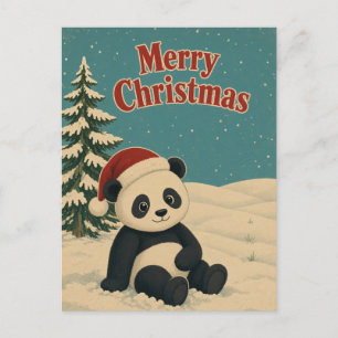 Postal Panda Invierno Campo Animal Navidad