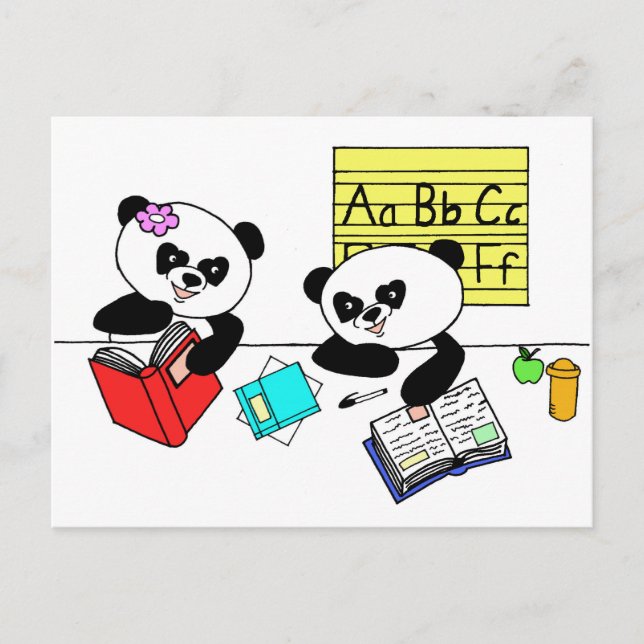 Postal Panda learning at school (Anverso)