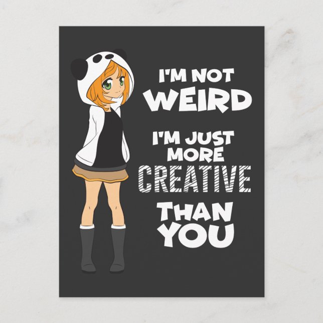 Postal Panda linda de la fan del animado de Kawaii del (Anverso)