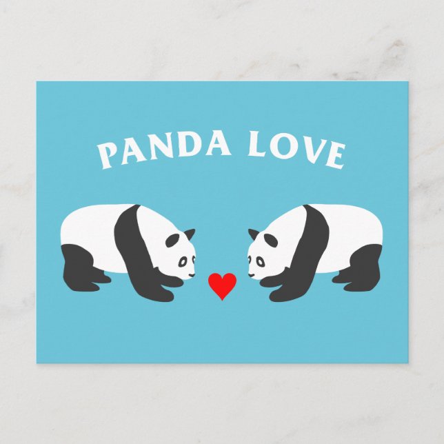 Postal Panda Love (Azul) (Anverso)
