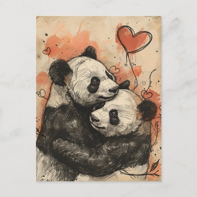 Postal Panda Love El día de San Valentín (Anverso)