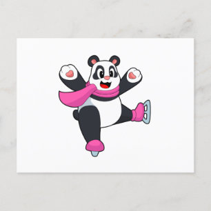 Postal Panda patinaje sobre hielo patines de hielo