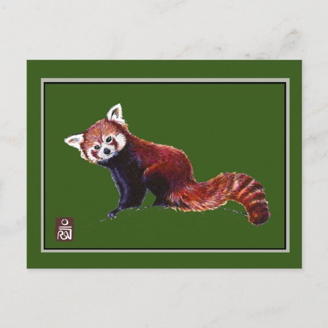 Postal Panda rojo (Anverso)