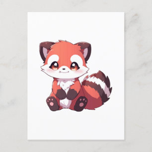 Postal  panda rojo adorable