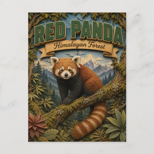 Postal Panda Rojo Bosque Himalayo POPCUT (Anverso)