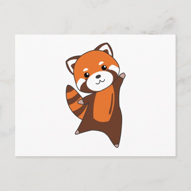 Postal Panda Rojo Corta Animales Para Niños Kawaii (Anverso)