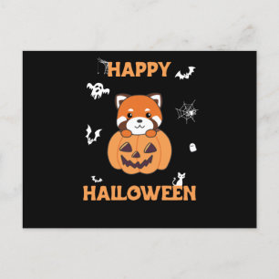 Postal Panda Rojo En Calabaza Cute Pandas Feliz Halloween