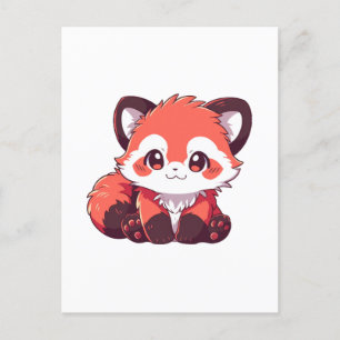 Postal panda rojo lindo