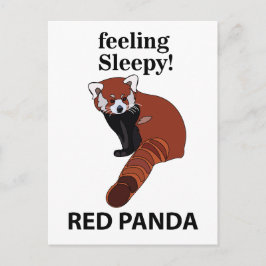 Postal Panda Rojo Sensándose Sleepy Funny Panda Rojo