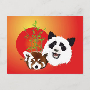 Postal Panda Treffen Postkarte