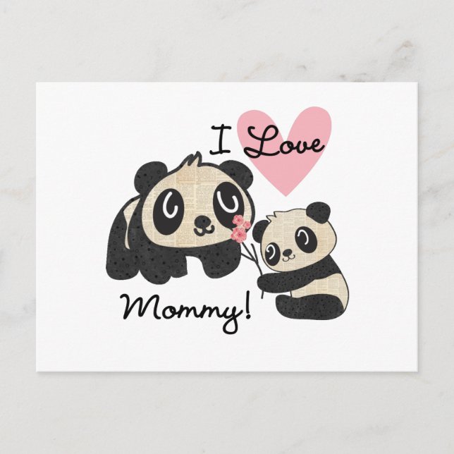 Postal Pandas que amo a mamá (Anverso)