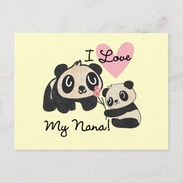 Postal Pandas que amo a mi nana (Anverso)