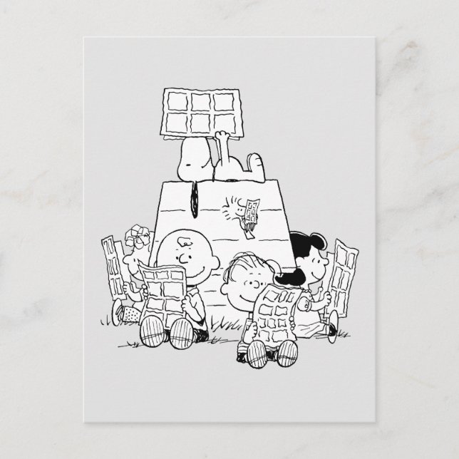 Postal Pandilla de los cacahuetes leyendo cómics (Anverso)