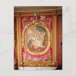 Postal Panel de tapices que representa Cupido y Psique