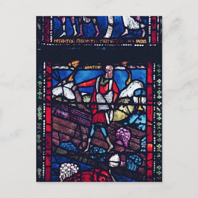 Postal Panel que representa la parábola de la ducha (Anverso)