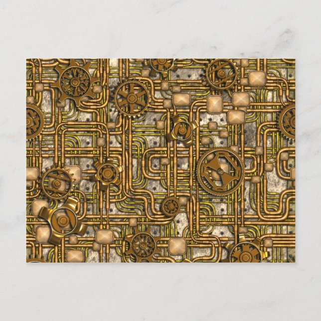 Postal Panel Steampunk - Gears and Pipes - Brass (Anverso)