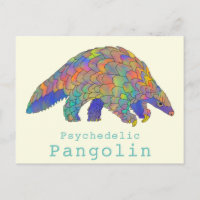 Pangolín Psicodélico Arte de Animal Especie en Pel
