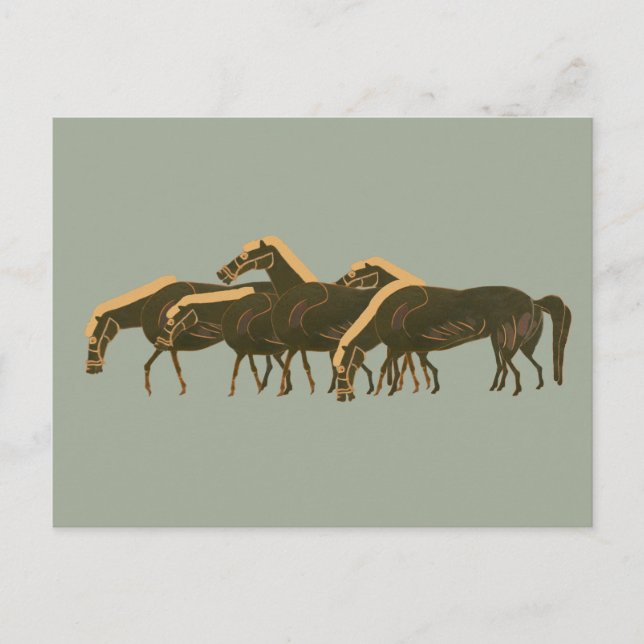 Postal Panoply - Antiguo jarrón griego de caballos (Anverso)