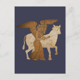 Postal Panoply - La diosa griega Nike con un toro