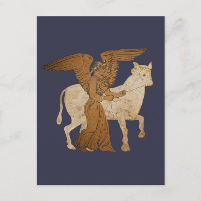 Postal Panoply - La diosa griega Nike con un toro (Anverso)