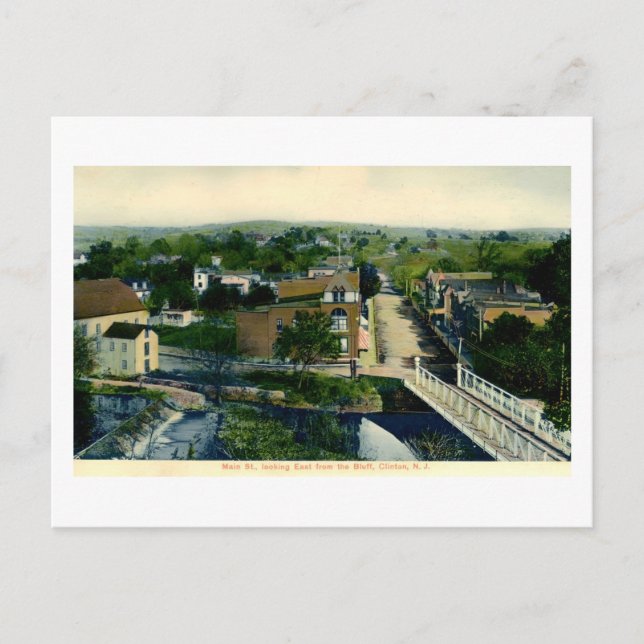 Postal Panorama de Clinton NJ en los años 1910 (Anverso)