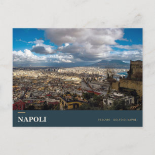 Postal Panorama de la bahía y el Vesubio en Nápoles