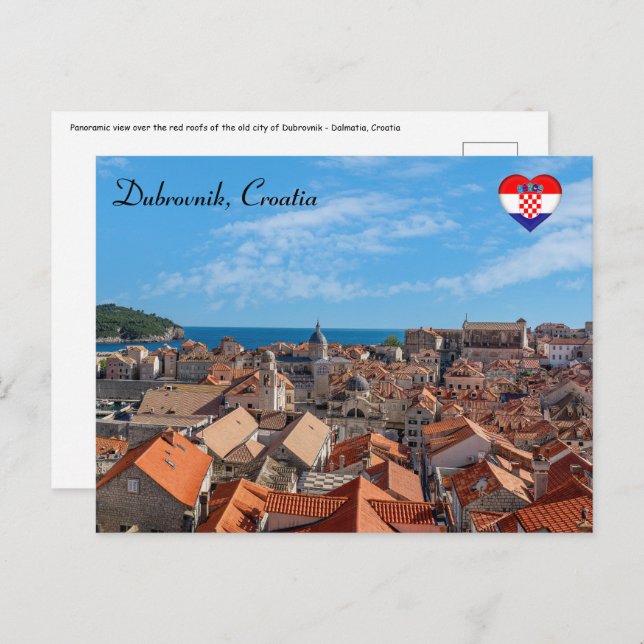 Postal Panorama de la ciudad de Dubrovnik - Croacia (Anverso / Reverso)