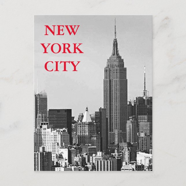 Postal Panorama de la ciudad de Nueva York en blanco y ne (Anverso)