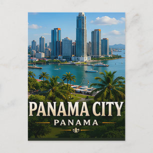 Postal Panorama de la ciudad de Panamá y maravilla del Ca