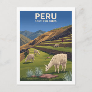 Postal Panorama de Llama de los Andes Peruanos Arequipa