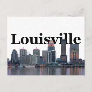 Postal Panorama de Louisville KY con Louisville en el cie
