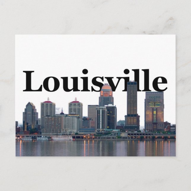 Postal Panorama de Louisville KY con Louisville en el cie (Anverso)