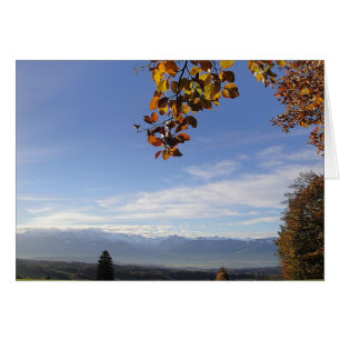 Postal panorama de montaña, en blanco