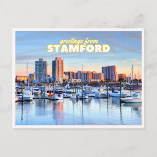 Postal Panorama de Stamford Connecticut Puerto Barcos Sal