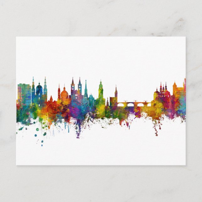 Postal Panorama de Würzburg Alemania (Anverso)