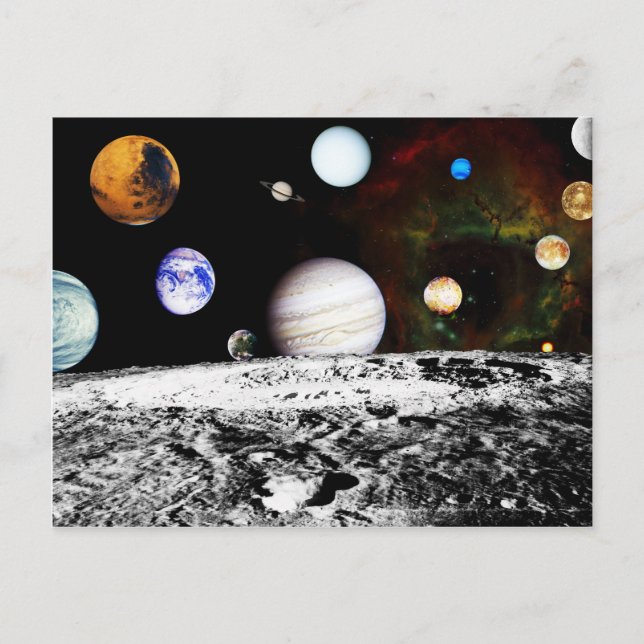 Postal Panorama del planeta de la superficie de la luna (Anverso)