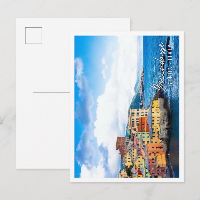 Postal panorama del puerto deportivo de Boccadasse en Gén (Anverso / Reverso)