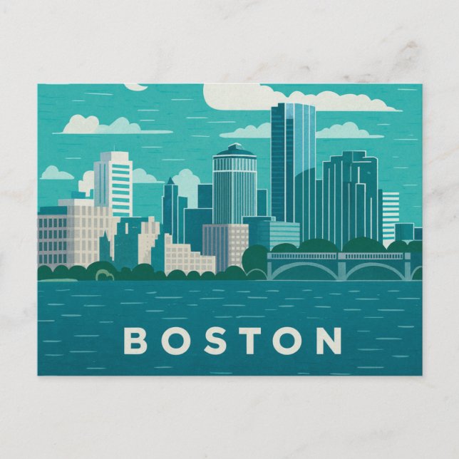 Postal Panorama nocturno de la ciudad de Massachusetts |  (Anverso)