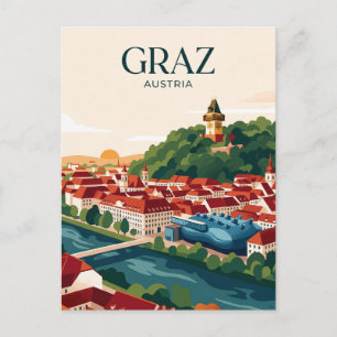 Postal Panorama urbano de Graz Austria