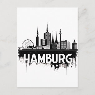 Postal Panorama urbano de Hamburgo, Alemania - Reflejo ur