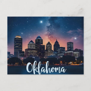Postal Panorama urbano de Oklahoma City de noche Paisaj