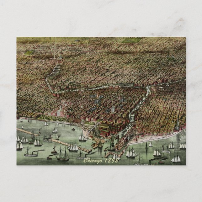 Postal Panoramic Chicago 1892 (Anverso)