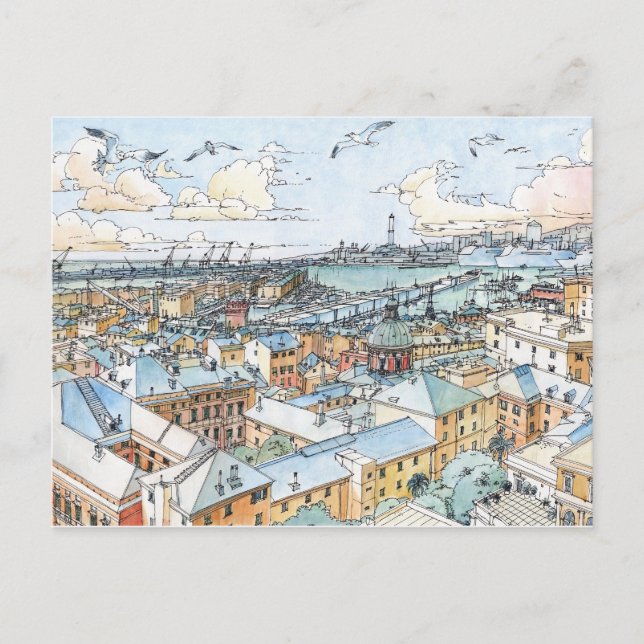 Postal Panorámica de Génova (Anverso)