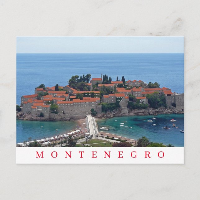 postal panorámica de Montenegro Sveti Stefan (Anverso)