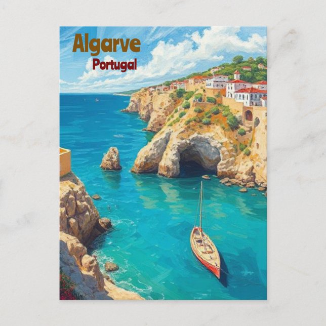 Postal panorámica del Algarve Portugal - Viaje cos (Anverso)